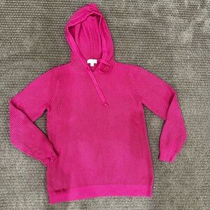 Kim Gravel  shaker knit, hooded sweater Pink size Small  pit to pt 19”